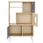 JVNOXK Arbre à chat et meuble d'appoint moderne 2 en 1, étagère en bois avec enclos pour litière, cadre d'escalade pour chat avec espace de rangement caché