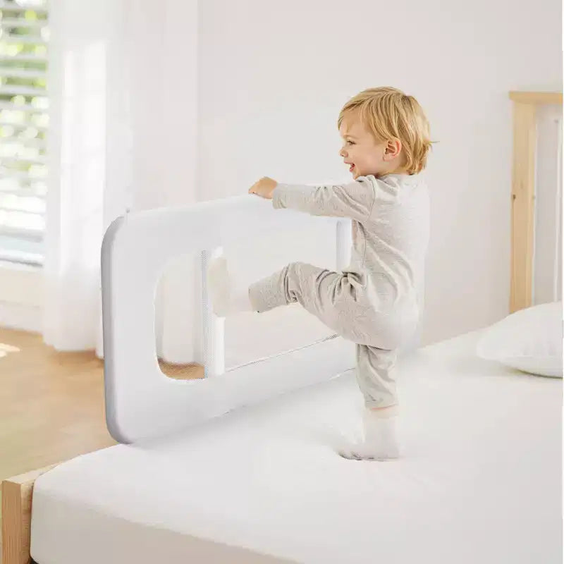VEVOR Barrière de lit enfant, Garde-corps de lit pour enfants avec tube en fer renforcé et tissu Oxford, Barrière de lit latérale réglable en hauteur, 1 pièce, Gris