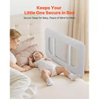 VEVOR Barrière de lit enfant, Garde-corps de lit pour enfants avec tube en fer renforcé et tissu Oxford, Barrière de lit latérale réglable en hauteur, 1 pièce, Gris