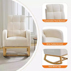 Fauteuil à bascule rembourré moderne pour chambre de bébé, fauteuil planeur en bouclette pour chambre d'enfant avec dossier haut, fauteuil inclinable, pour salon, beige