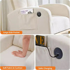 Fauteuil à bascule rembourré moderne pour chambre de bébé, fauteuil planeur en bouclette pour chambre d'enfant avec dossier haut, fauteuil inclinable, pour salon, beige
