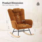 Fauteuil à bascule de chambre d'enfant Teddy, fauteuil à bascule pivotant rembourré avec dossier haut et siège rembourré pour le salon