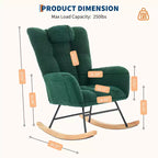 Fauteuil à bascule de chambre d'enfant Teddy, fauteuil à bascule pivotant rembourré avec dossier haut et siège rembourré pour le salon