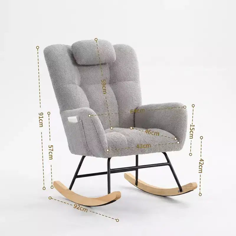 Fauteuil à bascule de chambre d'enfant Teddy, fauteuil à bascule pivotant rembourré avec dossier haut et siège rembourré pour le salon