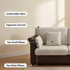 Canapé 2 places Dyonery de 78 pouces avec 4 oreillers décoratifs, revêtement en tissu polaire et cuir PU, coussins confortables en mousse à mémoire de forme, assemblage sans outil