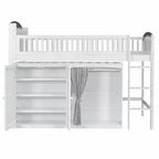 Lit mezzanine Polibi pleine/double avec tête de lit LED, armoire et meuble de rangement à double porte