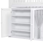 Lit mezzanine Polibi pleine/double avec tête de lit LED, armoire et meuble de rangement à double porte