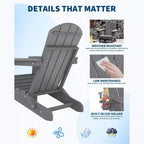 Chaise de patio extérieure, capacité de 172 kg, assise confortable, pliable, pour terrasse, pelouse, jardin