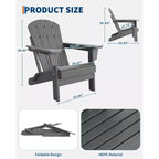 Chaise de patio extérieure, capacité de 172 kg, assise confortable, pliable, pour terrasse, pelouse, jardin