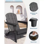 Chaise de patio extérieure, capacité de 172 kg, assise confortable, pliable, pour terrasse, pelouse, jardin