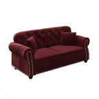 Causeuse Eloise 63 de GDFStudio en velours capitonné style Chesterfield avec garniture cloutée et accoudoirs roulés