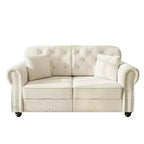 Causeuse Eloise 63 de GDFStudio en velours capitonné style Chesterfield avec garniture cloutée et accoudoirs roulés