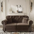 GDFStudio Eloise 63 Velvet Upholstered Chesterfield Loveseat with Nailhead Trim and Rolled Armrests