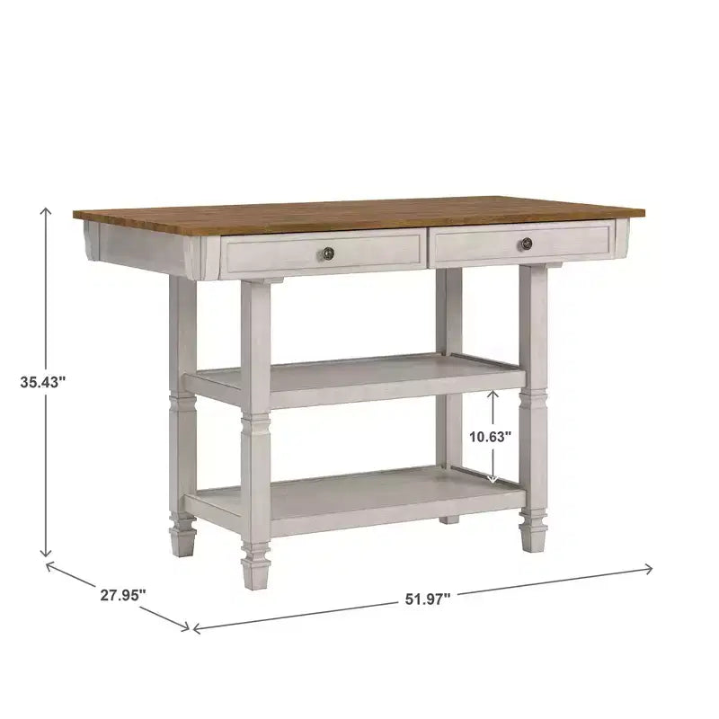 Îlot de cuisine bicolore Keyla avec plateau en chêne - iNSPIRE Q