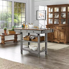 Îlot de cuisine bicolore Keyla avec plateau en chêne - iNSPIRE Q