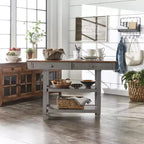 Îlot de cuisine bicolore Keyla avec plateau en chêne - iNSPIRE Q