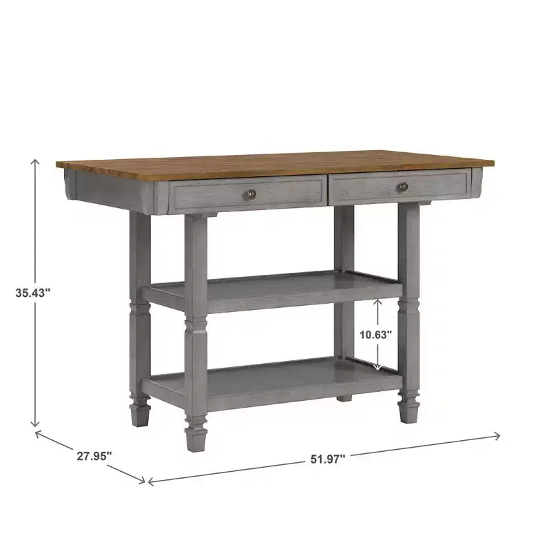 Îlot de cuisine bicolore Keyla avec plateau en chêne - iNSPIRE Q