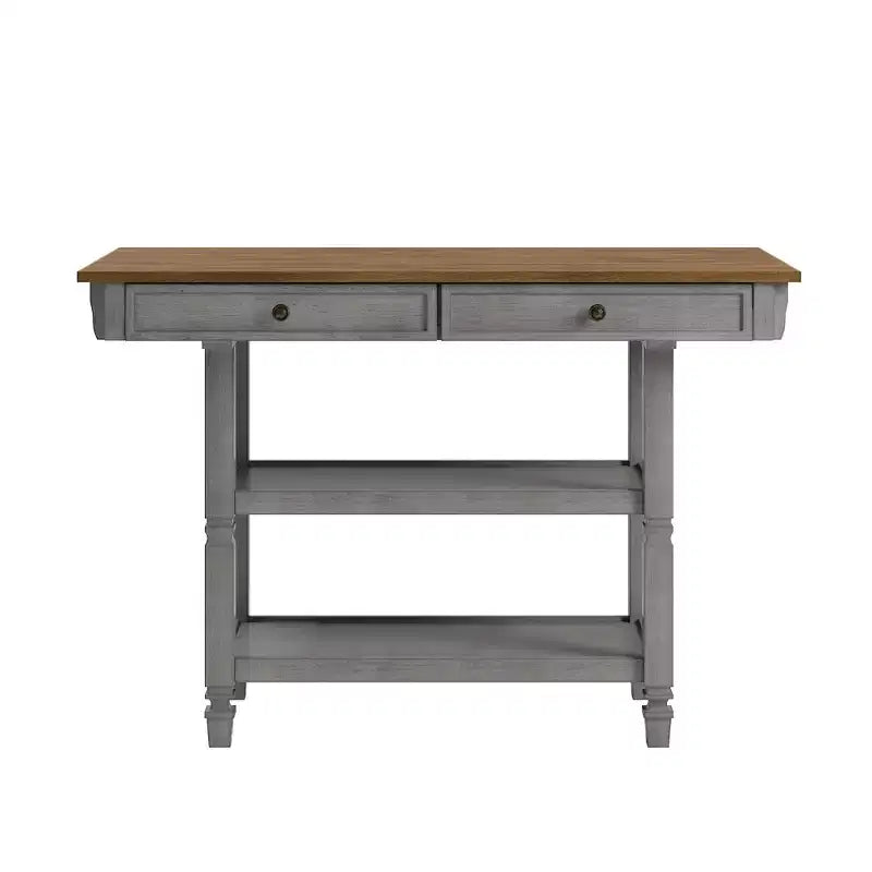 Keyla Two-Tone Kitchen Island With Oak Top - iNSPIRE Q