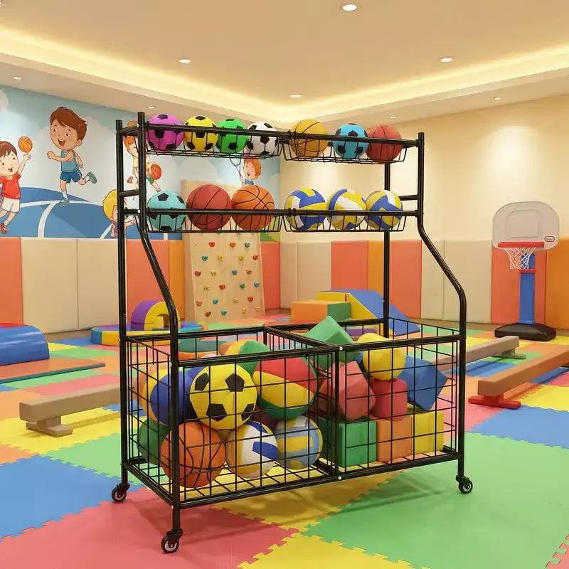 Chariot à roulettes pour ballons, Organisateur d'équipements sportifs et Rangement de garage pour équipements de sport et jouets, Utilisation intérieure/extérieure