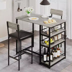 Ensemble table et chaises de bar pour petit espace avec structure en bois, design peu encombrant, fabrication durable, pour appartements et cuisines