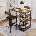 Ensemble table et chaises de bar pour petit espace avec structure en bois, design peu encombrant, fabrication durable, pour appartements et cuisines