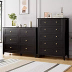 Commode haute noire moderne à 5 tiroirs en bois pour chambre, salon, couloir, entrée et placard