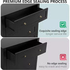 Commode haute noire moderne à 5 tiroirs en bois pour chambre, salon, couloir, entrée et placard