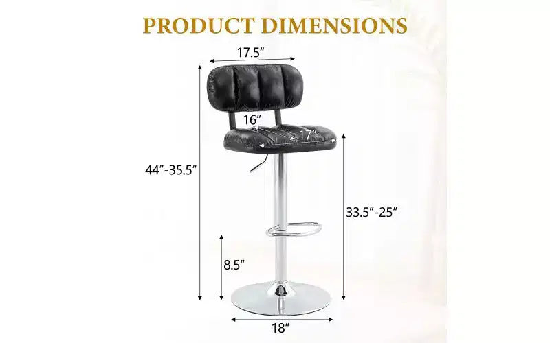 Lot de 2 tabourets de bar réglables en hauteur avec assise en similicuir et repose-pieds chromé