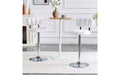 Lot de 2 tabourets de bar réglables en hauteur avec assise en similicuir et repose-pieds chromé