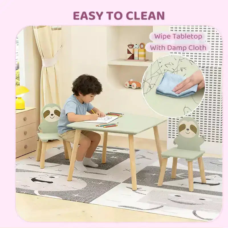 Ensemble table et chaises pour enfants GDFStudio Willow avec motif animaux mignons
