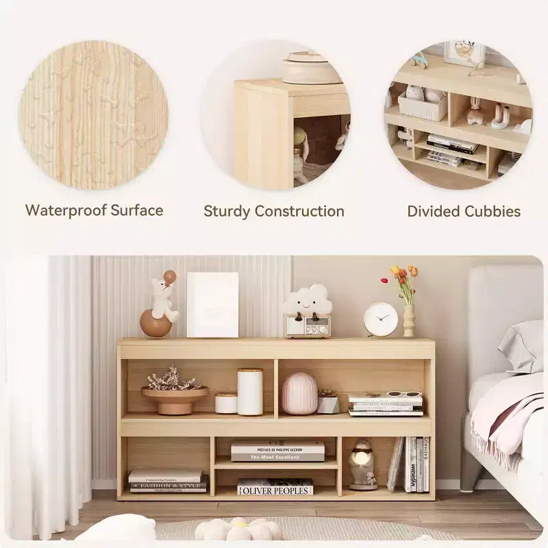 Organisateur de rangement de jouets pour chambre d'enfant avec tiroir, étagère à livres et à jouets en bois à 6 cubes, organisateur de rangement de cubes pour maison de jeu, salle de classe et chambre de bébé