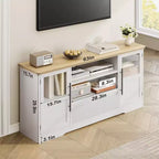 Meuble TV de ferme - S'adapte aux TV 72'', motif ondulé, 2 armoires vitrées, 2 espaces de rangement ouverts, meuble TV pour salon