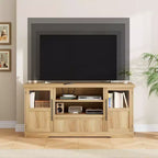 Meuble TV de ferme - S'adapte aux TV 72'', motif ondulé, 2 armoires vitrées, 2 espaces de rangement ouverts, meuble TV pour salon