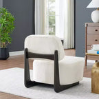 Fauteuils d'appoint GDFStudio Durab modernes en bois d'acacia et chenille