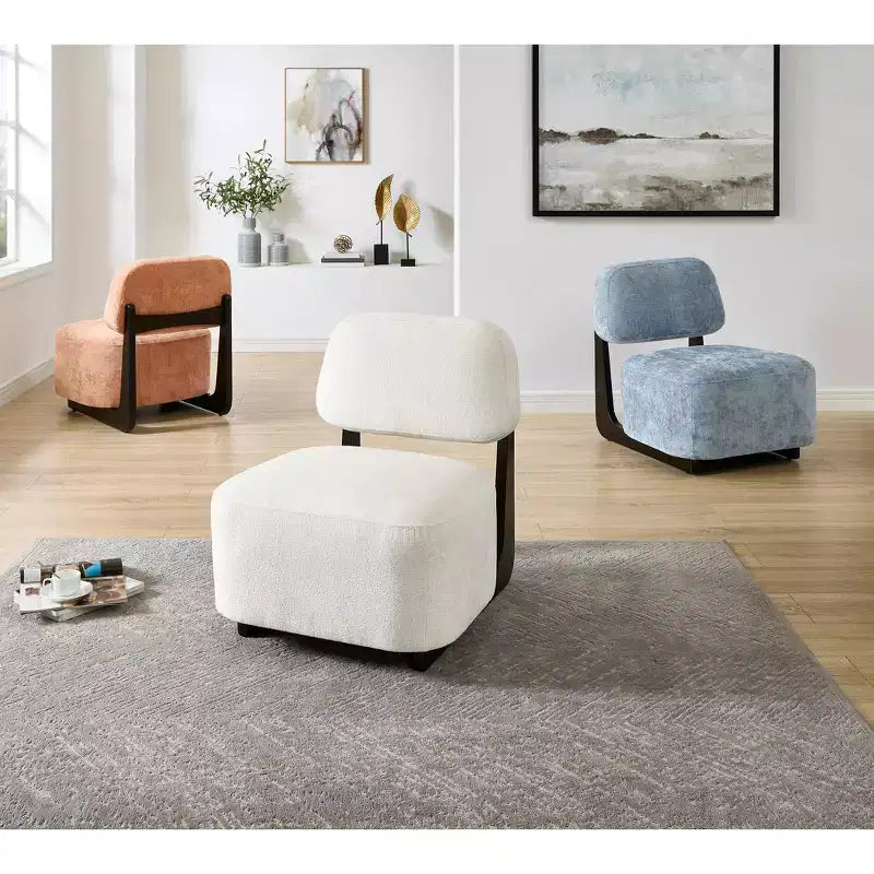 Fauteuils d'appoint GDFStudio Durab modernes en bois d'acacia et chenille