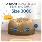 Pouf Ultimate Sack 3 pieds, fauteuil d'intérieur confortable surdimensionné, suédine couleur chameau