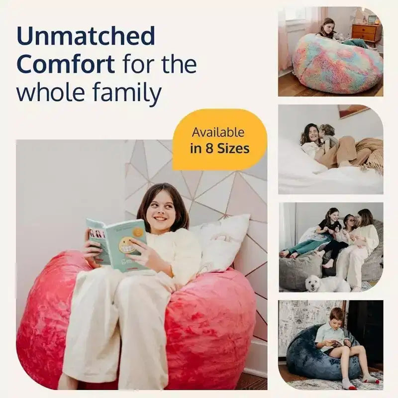 Pouf Ultimate Sack 3 pieds, fauteuil d'intérieur confortable surdimensionné, suédine couleur chameau