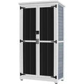 GDLF Outdoor Storage Cabinet Wood & Metal Garden Tool Shed Waterproof Sturdy 66 H