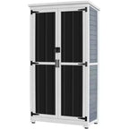 GDLF Outdoor Storage Cabinet Wood & Metal Garden Tool Shed Waterproof Sturdy 66 H