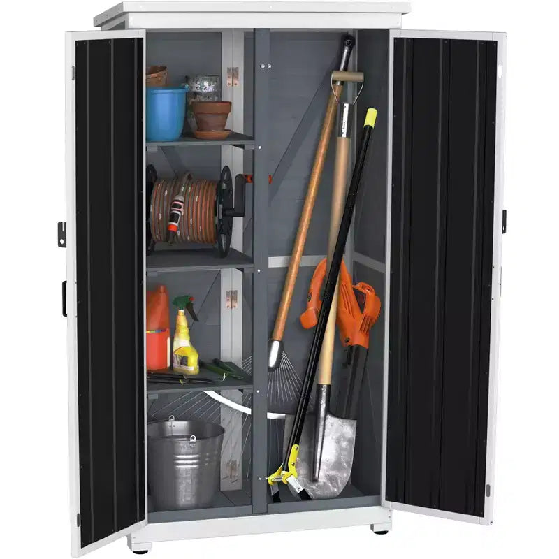GDLF Armoire de rangement extérieure Bois et métal Abri de jardin pour outils Étanche Robuste 66 H