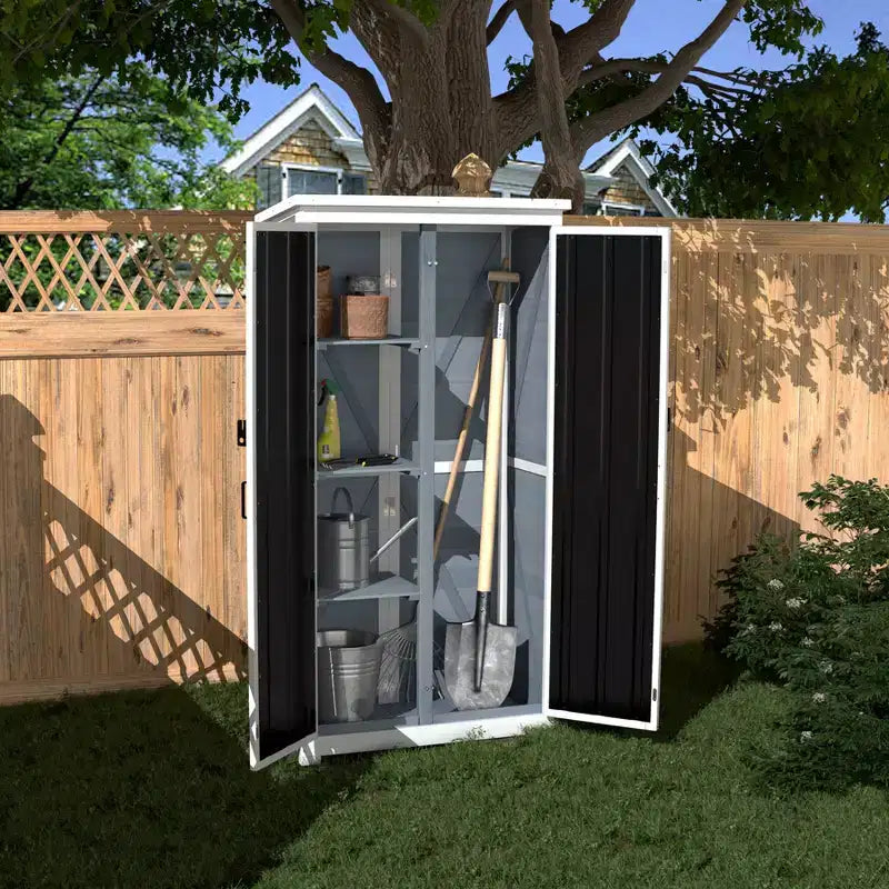 GDLF Armoire de rangement extérieure Bois et métal Abri de jardin pour outils Étanche Robuste 66 H