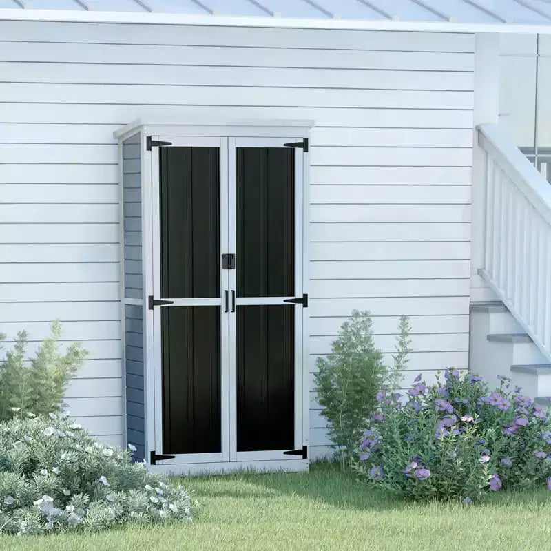 GDLF Armoire de rangement extérieure Bois et métal Abri de jardin pour outils Étanche Robuste 66 H