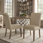 Chaises de salle à manger Parsons déhoussables à dossier roulé Walton Park (lot de 2) - Naturel clair/Beige - iNSPIREQ