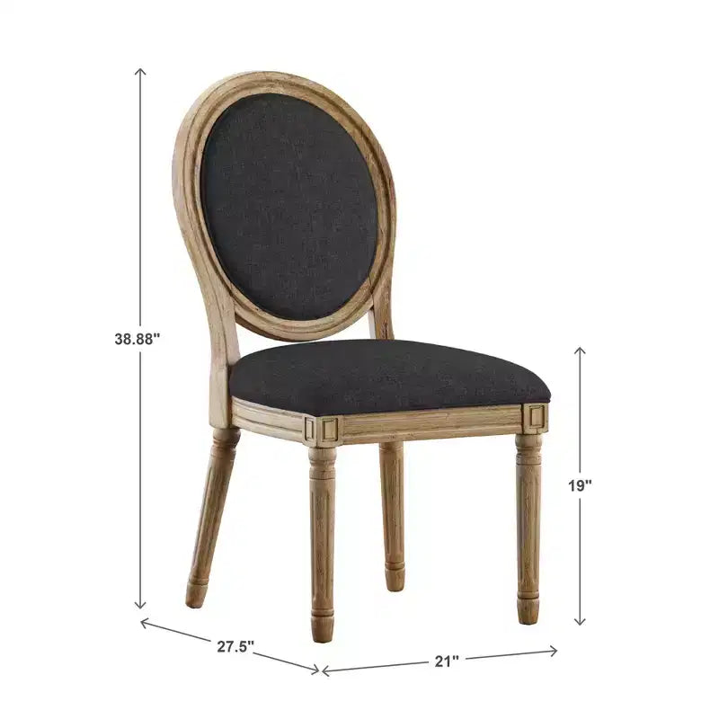 Chaises de salle à manger Aramis rondes en lin et bois (Lot de 2) - iNSPIREQ