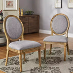 Chaises de salle à manger Aramis rondes en lin et bois (Lot de 2) - iNSPIREQ