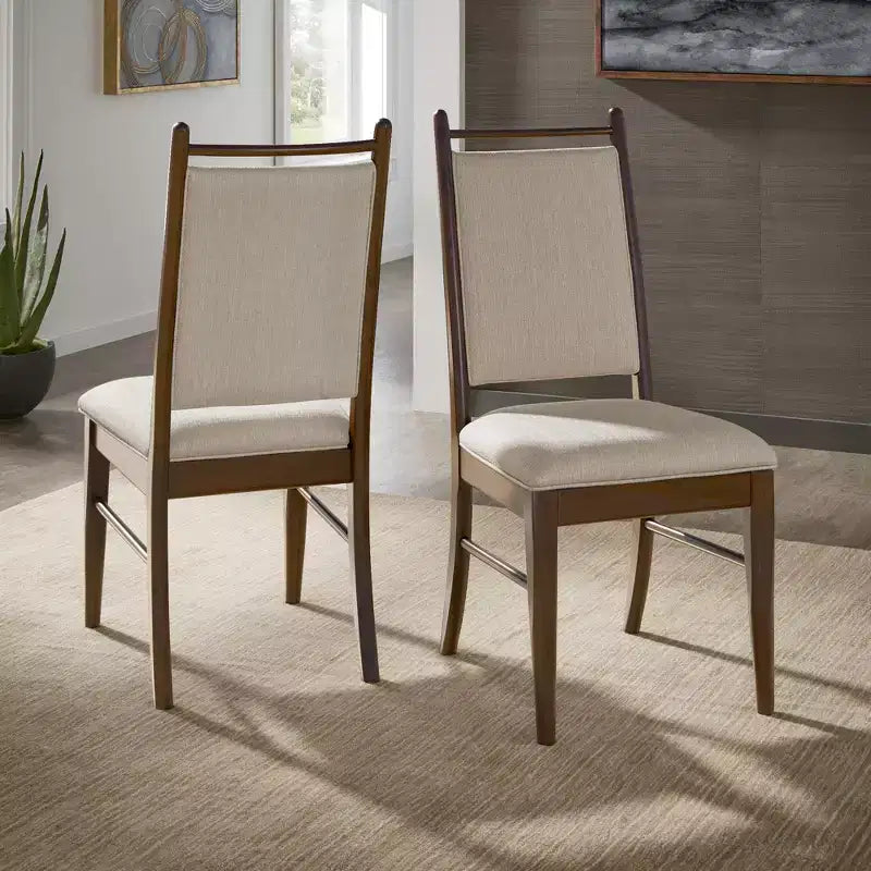 Chaise de salle à manger Fuske en tissu beige et bois (lot de 2) - iNSPIREQ