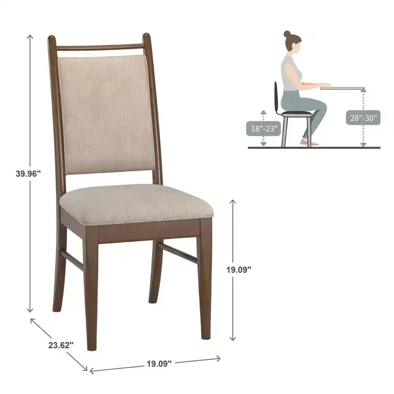 Chaise de salle à manger Fuske en tissu beige et bois (lot de 2) - iNSPIREQ