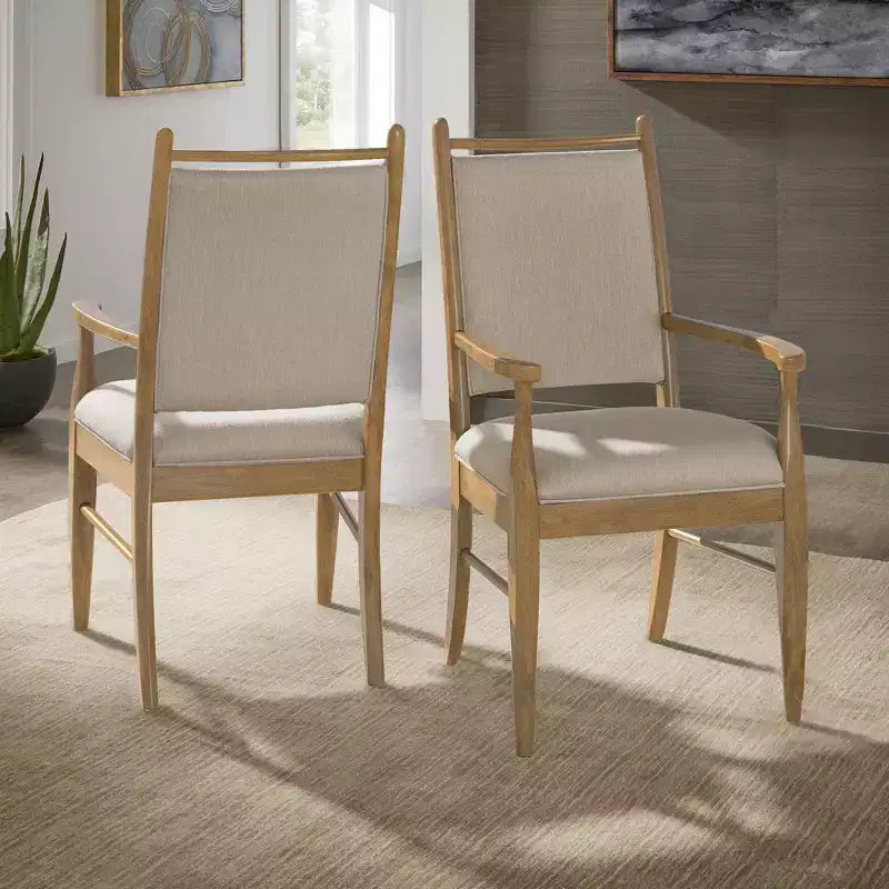 Fauteuil Fuske en tissu beige et bois (lot de 2) - iNSPIREQ