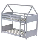 Lit superposé cabane Luxystar double sur double avec tête de lit, pied de lit et garde-corps