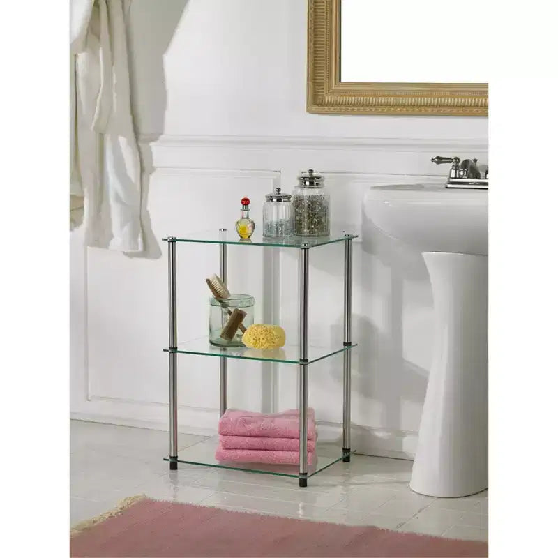 HomeStock Rectangle Plateau en verre Table d'appoint 1 pièce